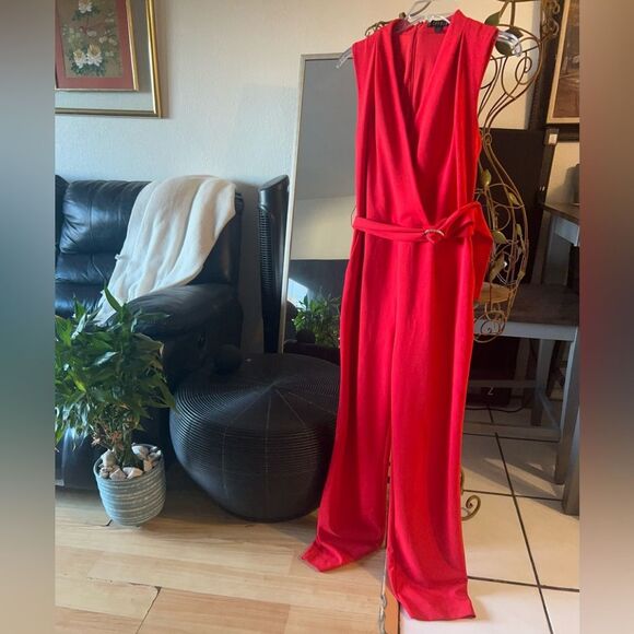 SPENCE Elegant Red CORAL  Jumpsuit SIZE 10 - Picture 1 of 6